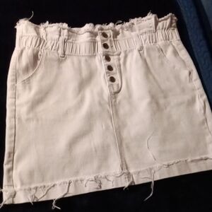 SHEIN White Jean Shorts with Distressed Hem